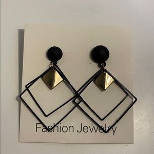 Black and Gold Geometric Earrings